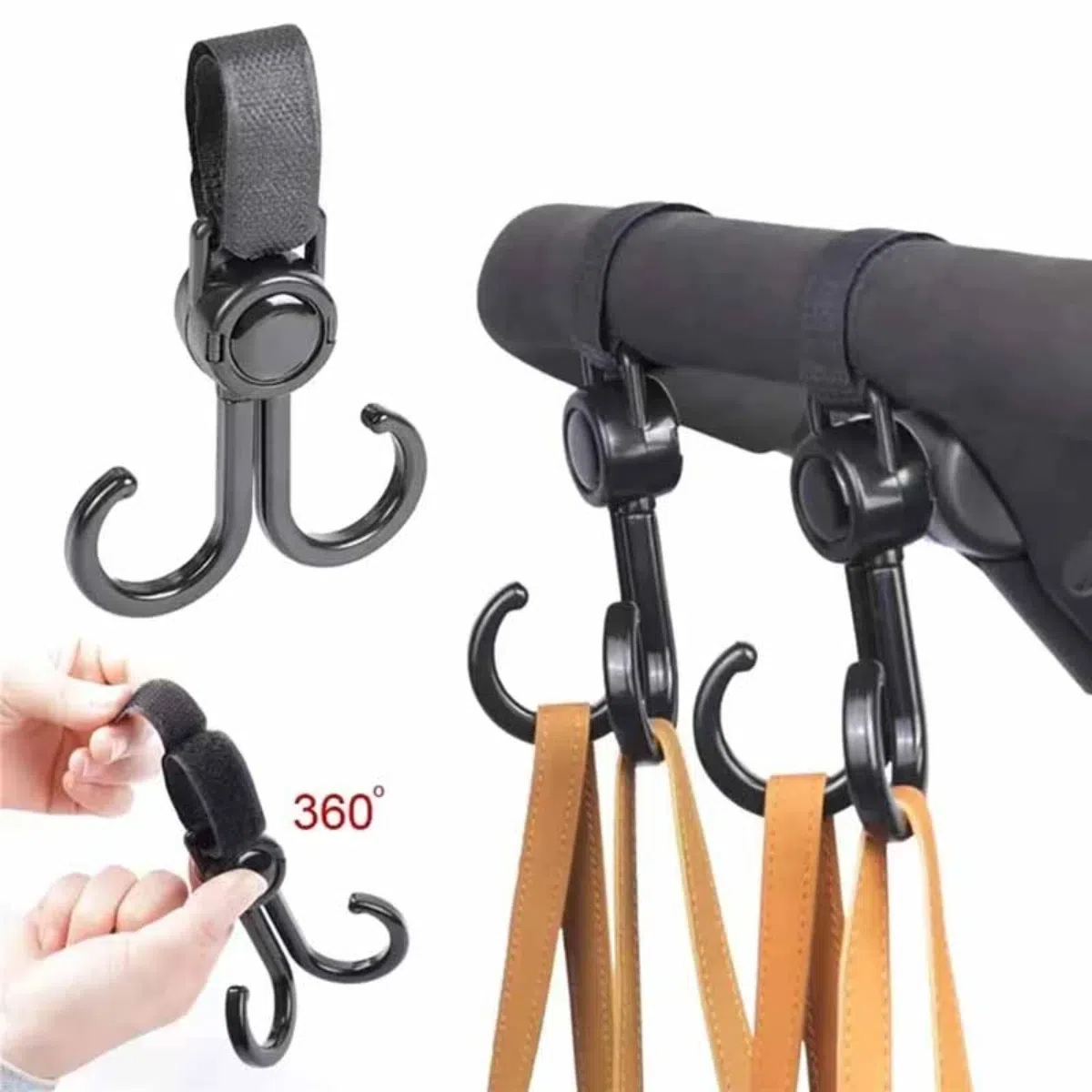 Travel Accessories Shops - Ganchos dobles giratorios para cochecito de